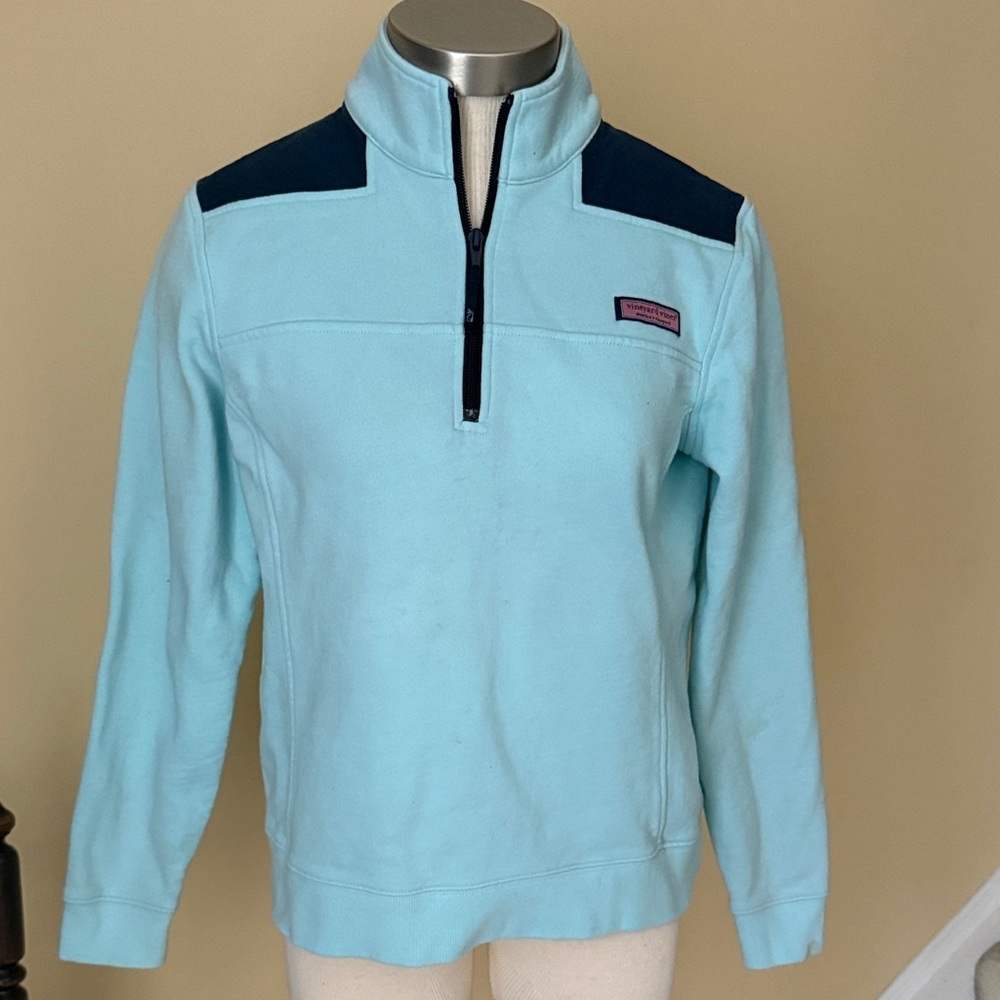 Vineyard Vines 100% cotton Light Blue Quarter-Zip Sweater